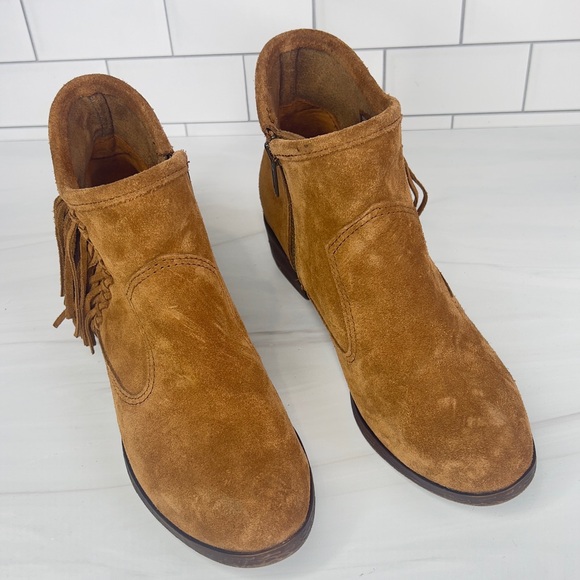 Minnetonka Shoes - MINNETONKA BROWN SUEDE FRINGE BOOTIES SIZE 7.5